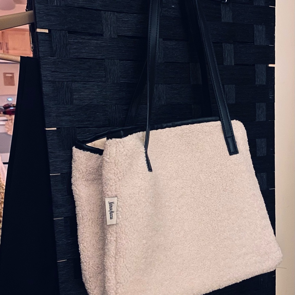 Neiman Marcus faux shearling sherpa tote